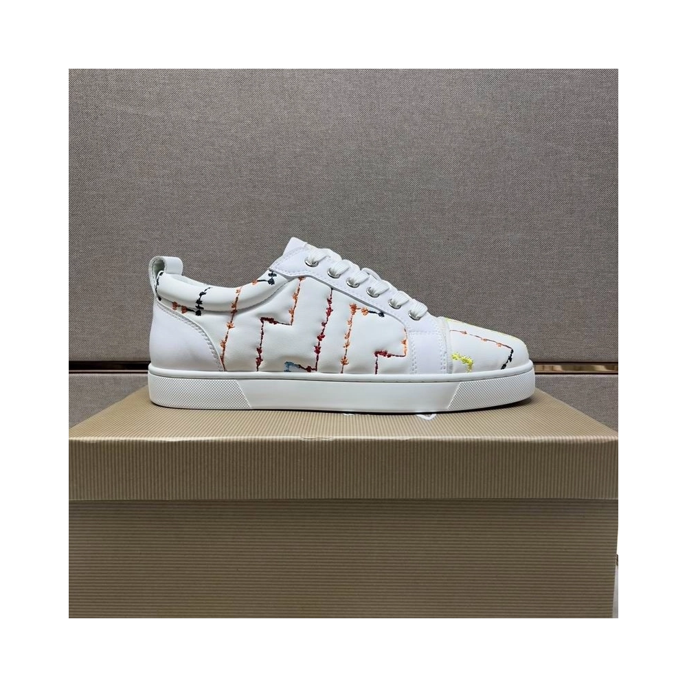 Fake Christian Louboutin Louis Junior Men Low-top Sneakers White, Knockoff CL Shoes