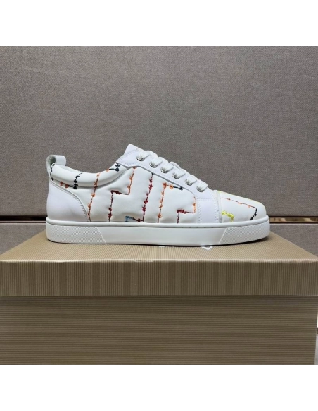 Fake Christian Louboutin Louis Junior Men Low-top Sneakers White, Knockoff CL Shoes