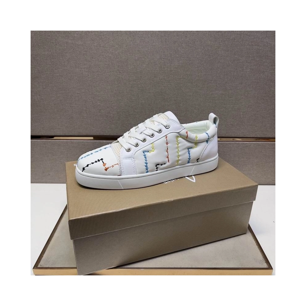 Fake Christian Louboutin Louis Junior Men Low-top Sneakers White, Knockoff CL Shoes