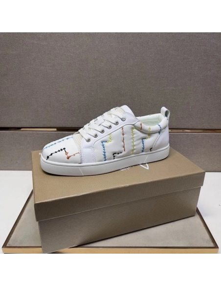 Fake Christian Louboutin Louis Junior Men Low-top Sneakers White, Knockoff CL Shoes