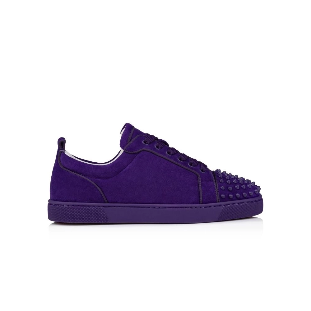 Discount Christian Louboutin Louis Junior Spikes Sneakers Veau Velours And Spikes Jacaranda Sale Online