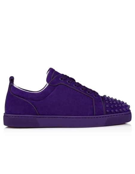 Discount Christian Louboutin Louis Junior Spikes Sneakers Veau Velours And Spikes Jacaranda Sale Online