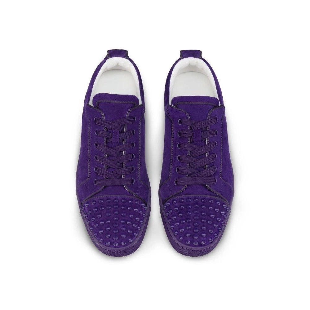Discount Christian Louboutin Louis Junior Spikes Sneakers Veau Velours And Spikes Jacaranda Sale Online