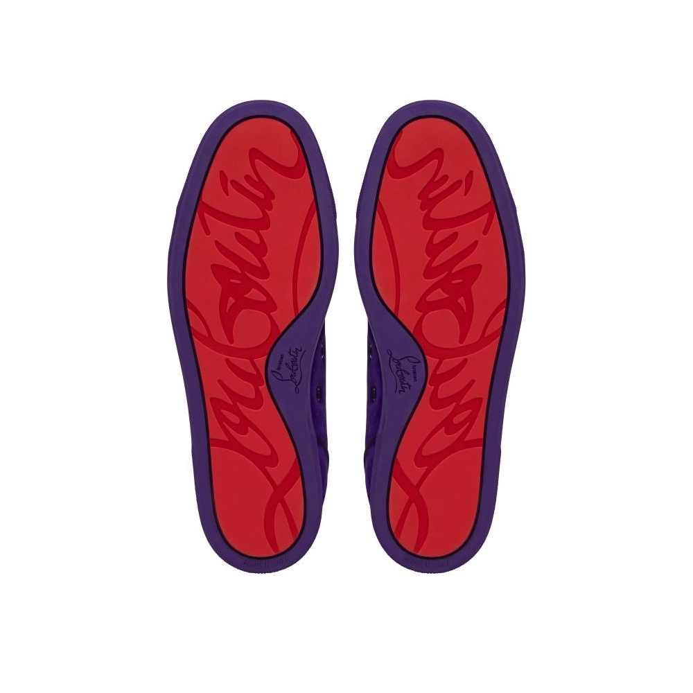 Discount Christian Louboutin Louis Junior Spikes Sneakers Veau Velours And Spikes Jacaranda Sale Online