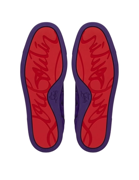 Discount Christian Louboutin Louis Junior Spikes Sneakers Veau Velours And Spikes Jacaranda Sale Online