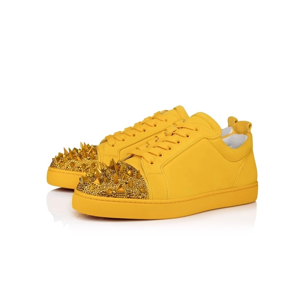 Knockoff Christian Louboutin Louis Junior P Pik Pik Strass Sneakers Suede And Strass Pollen