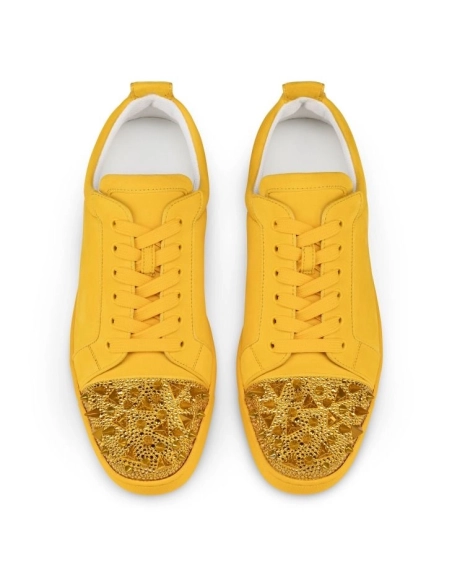 Knockoff Christian Louboutin Louis Junior P Pik Pik Strass Sneakers Suede And Strass Pollen