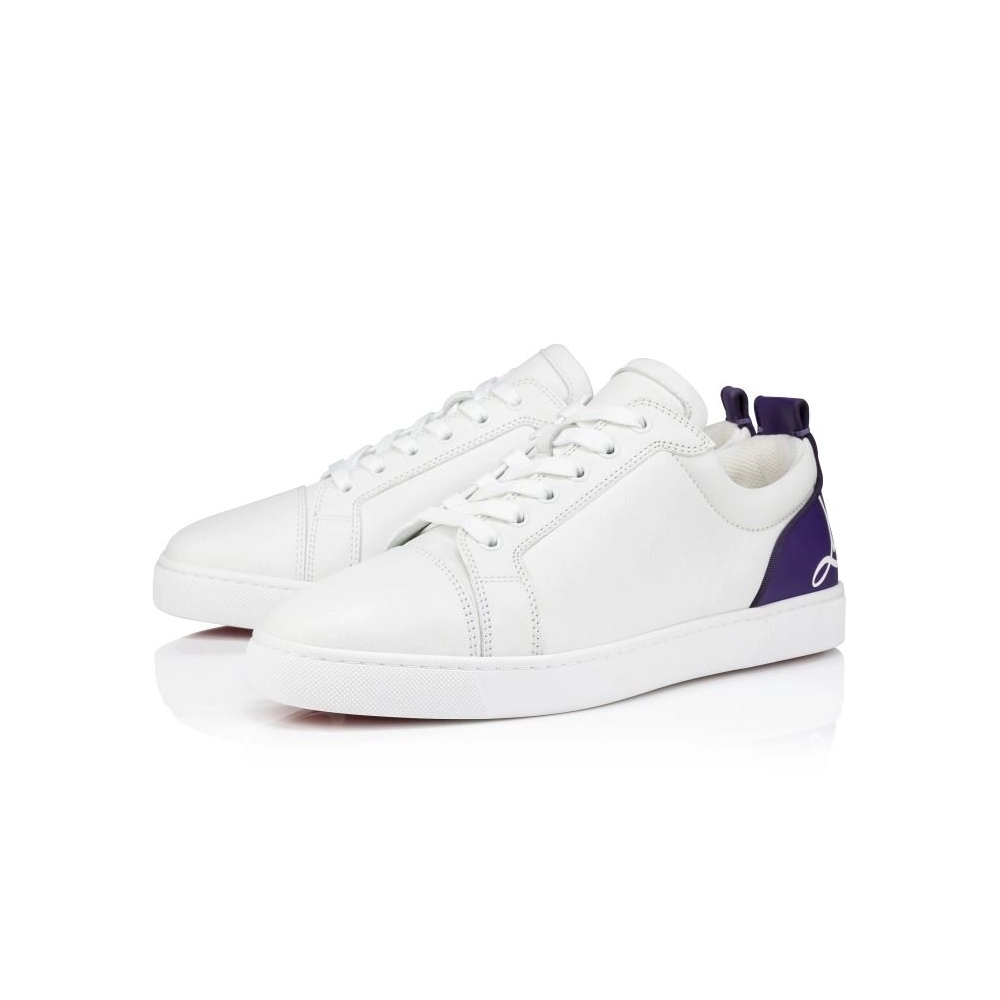 Replica Christian Louboutin Fun Louis Junior Sneakers Smooth Calf Leather White Purple