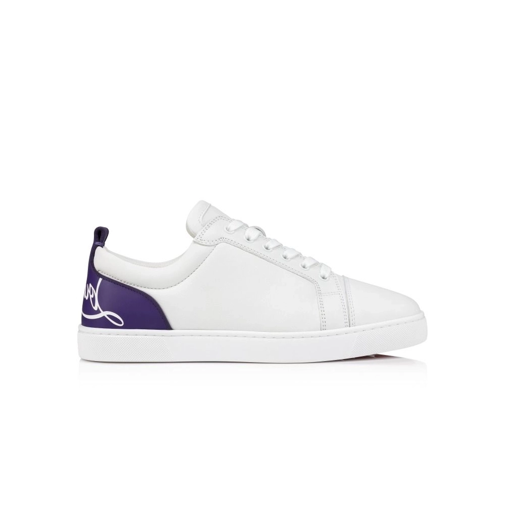 Replica Christian Louboutin Fun Louis Junior Sneakers Smooth Calf Leather White Purple