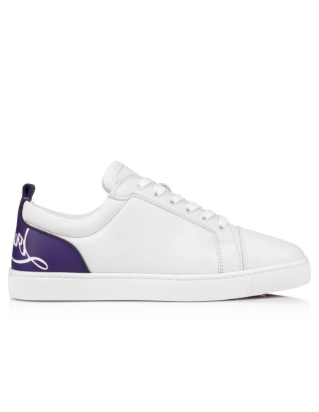 Replica Christian Louboutin Fun Louis Junior Sneakers Smooth Calf Leather White Purple