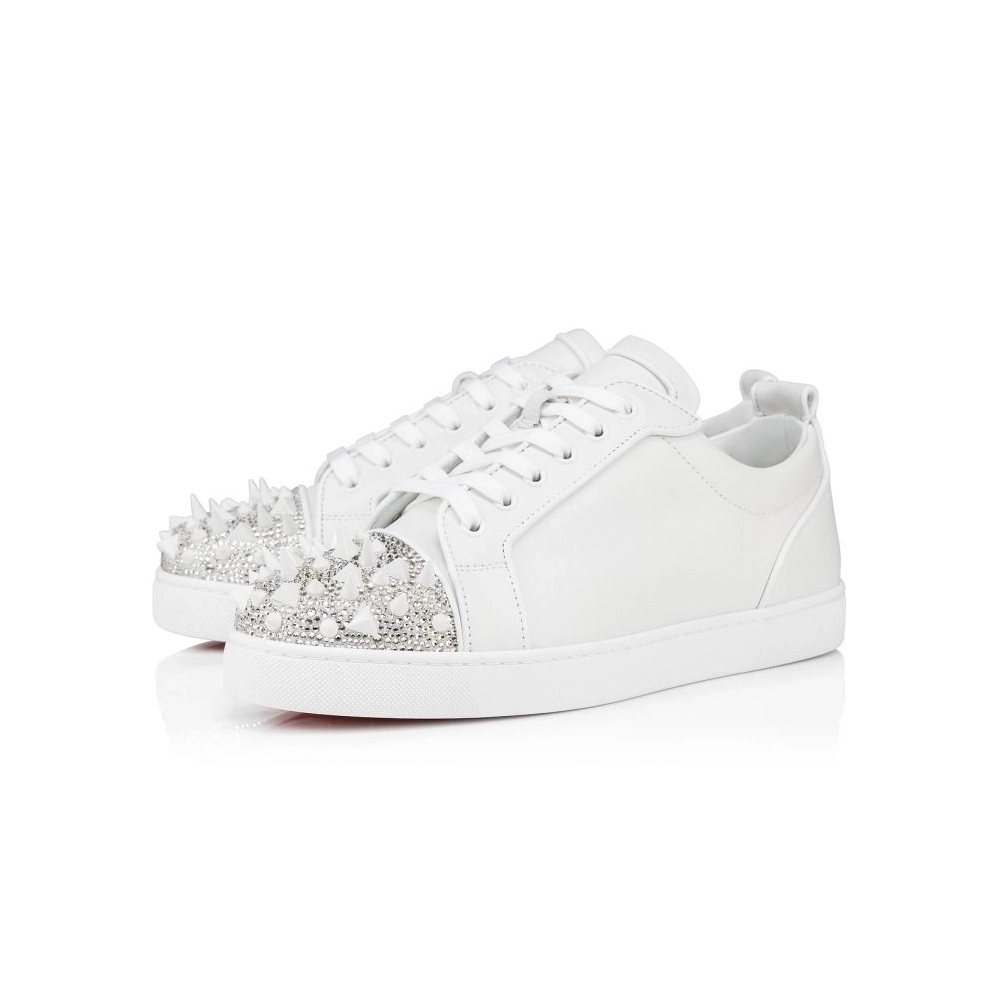Christian Louboutin Louis Junior P Pik Pik Strass Men Sneakers Calf Leather White