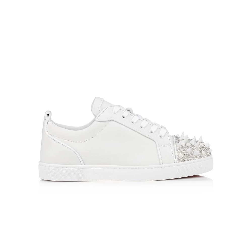Christian Louboutin Louis Junior P Pik Pik Strass Men Sneakers Calf Leather White