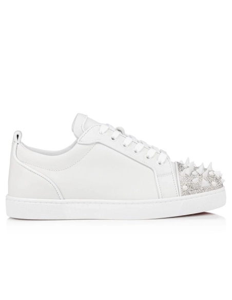 Christian Louboutin Louis Junior P Pik Pik Strass Men Sneakers Calf Leather White