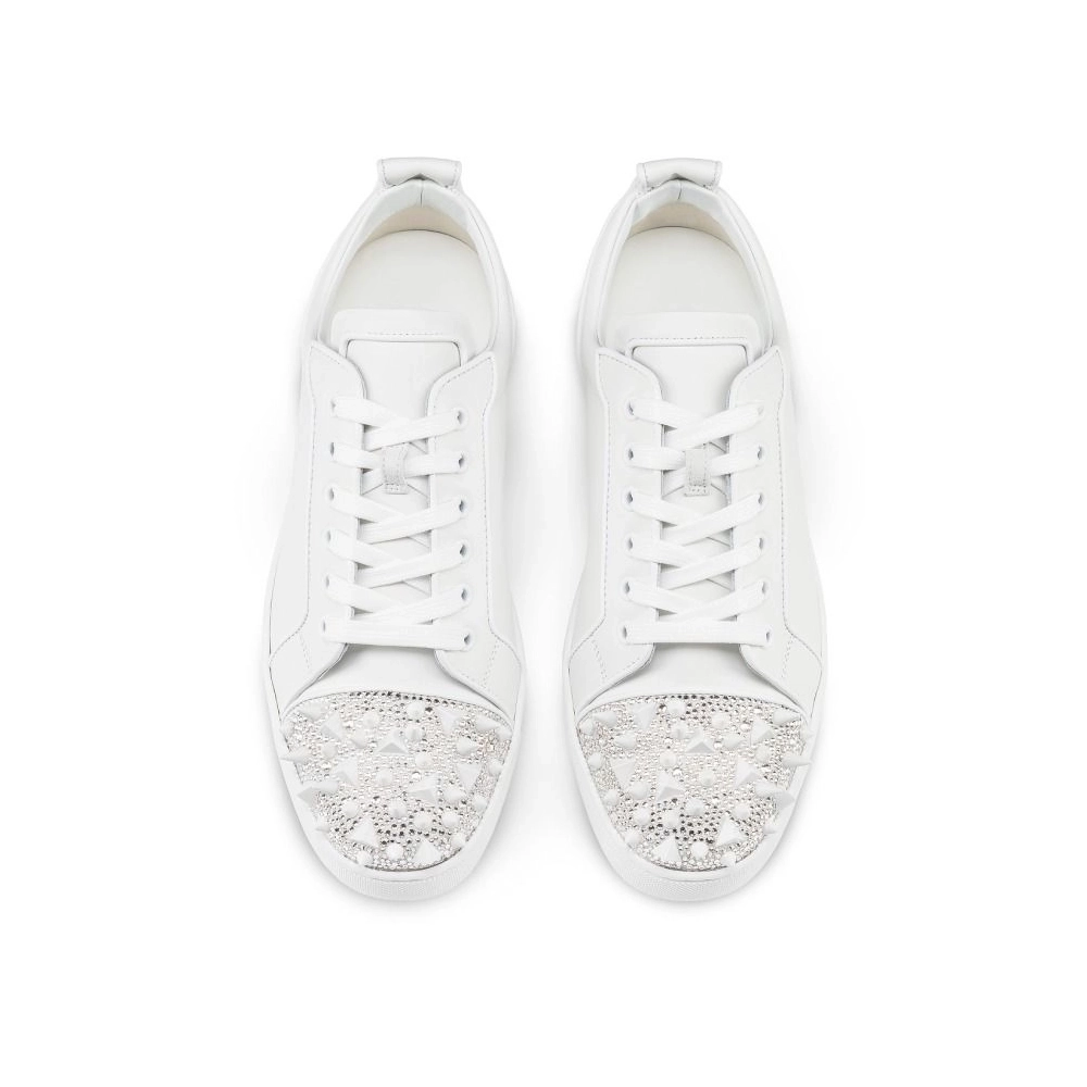 Christian Louboutin Louis Junior P Pik Pik Strass Men Sneakers Calf Leather White