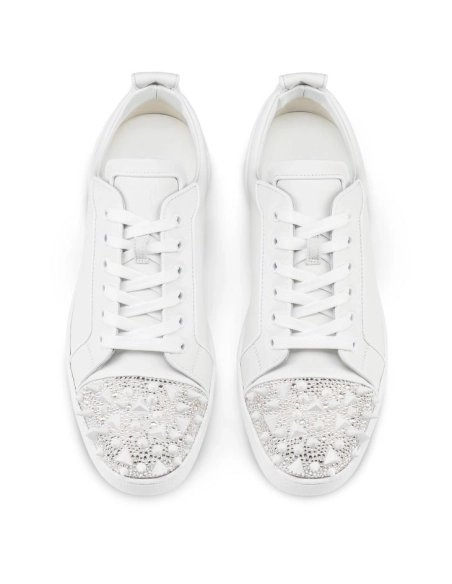 Christian Louboutin Louis Junior P Pik Pik Strass Men Sneakers Calf Leather White