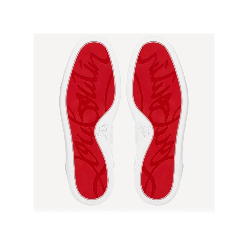 Christian Louboutin Louis Junior P Pik Pik Strass Men Sneakers Calf Leather White