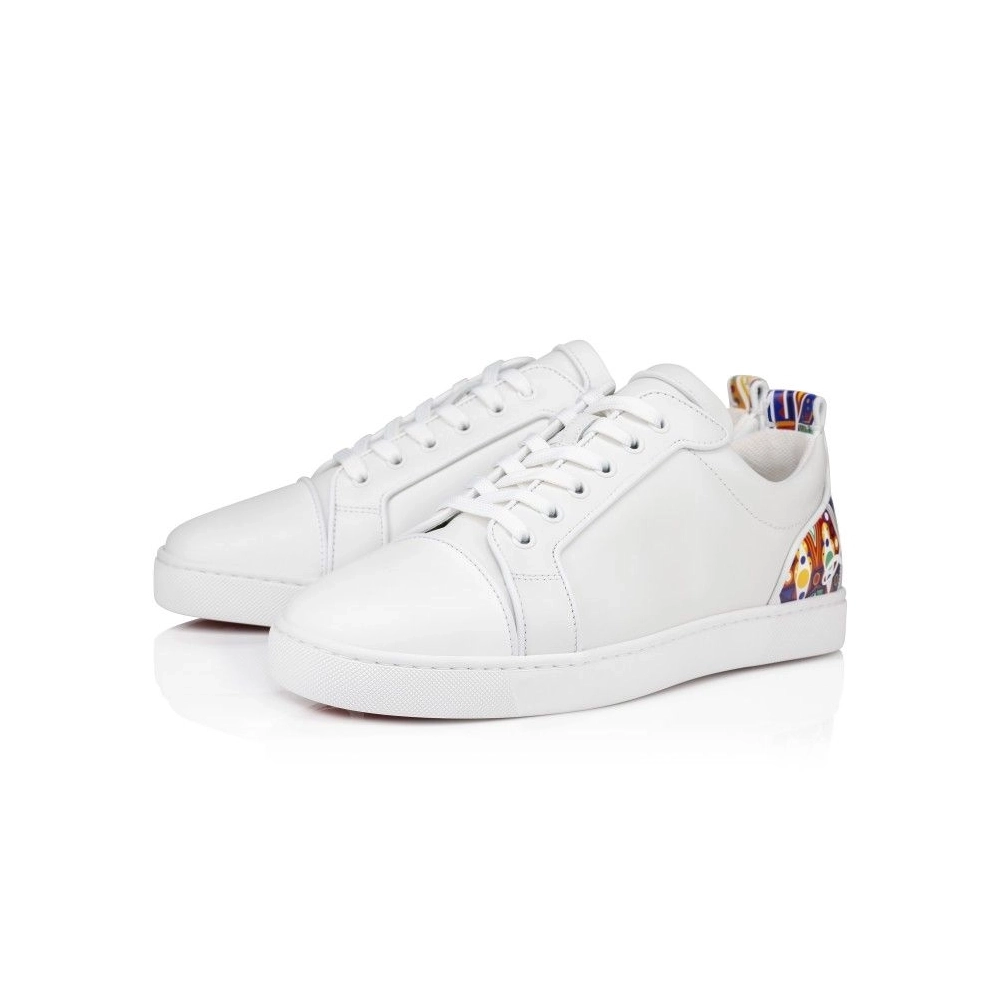Fake Christian Louboutin Fun Louis Junior Sneakers Calf Leather And Rubber White