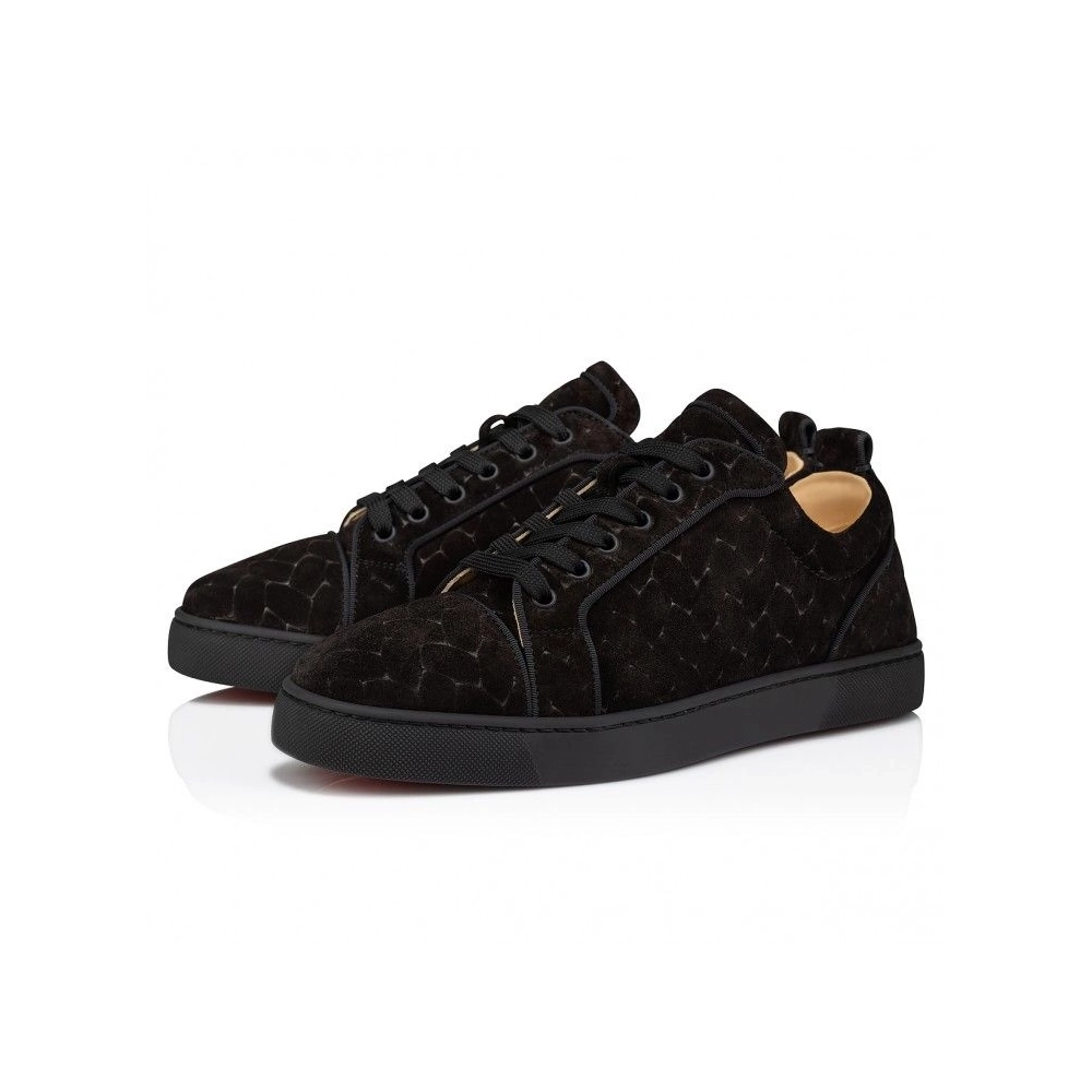 Fake Christian Louboutin Louis Junior Sneakers Braided Calf Leather Black, Replica Christian Louboutin Shoes