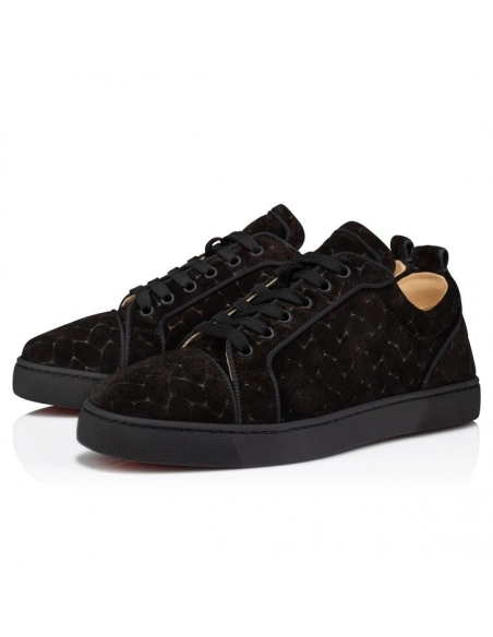 Fake Christian Louboutin Louis Junior Sneakers Braided Calf Leather Black, Replica Christian Louboutin Shoes