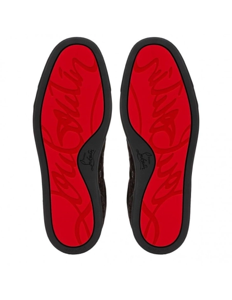 Fake Christian Louboutin Louis Junior Sneakers Braided Calf Leather Black, Replica Christian Louboutin Shoes