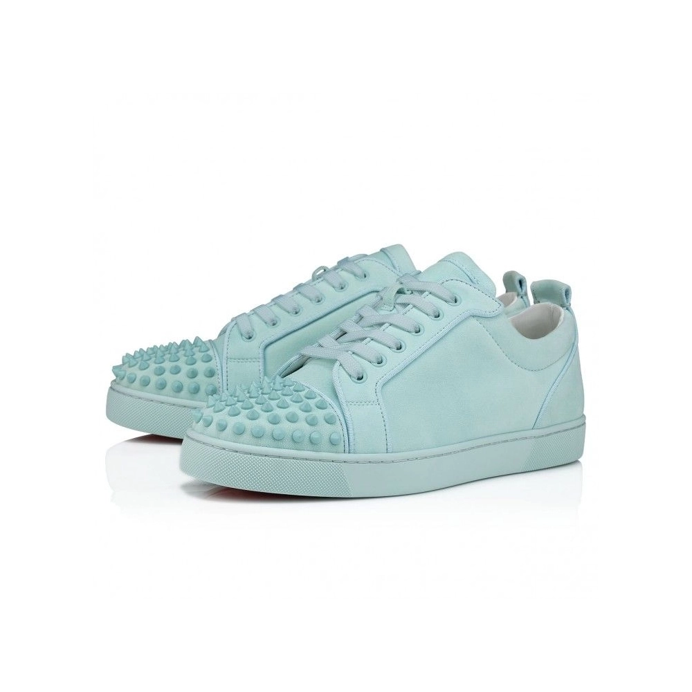 Fake Christian Louboutin Louis Junior Spikes Sneakers Suede And Spikes Iceberg,  Replica Christian Louboutin Shoes