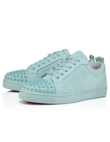 Fake Christian Louboutin Louis Junior Spikes Sneakers Suede And Spikes Iceberg,  Replica Christian Louboutin Shoes