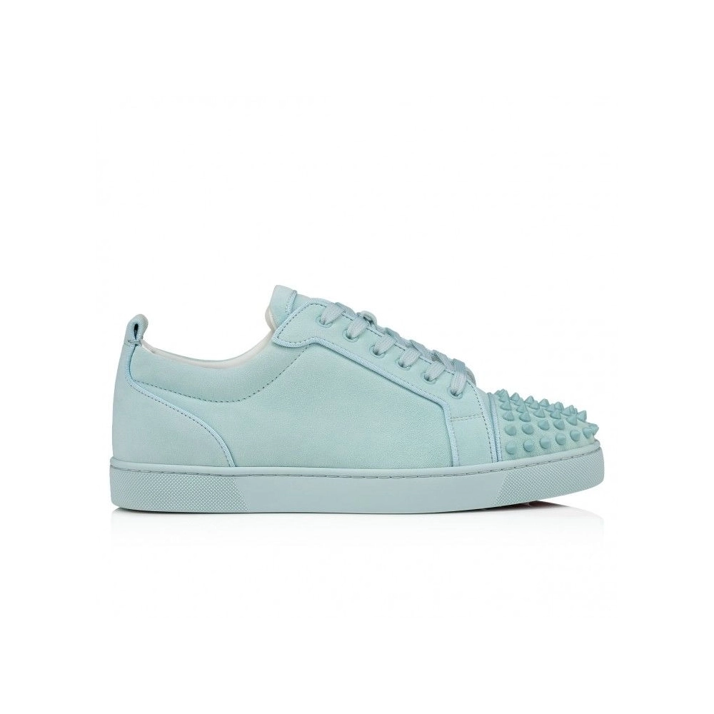 Fake Christian Louboutin Louis Junior Spikes Sneakers Suede And Spikes Iceberg,  Replica Christian Louboutin Shoes