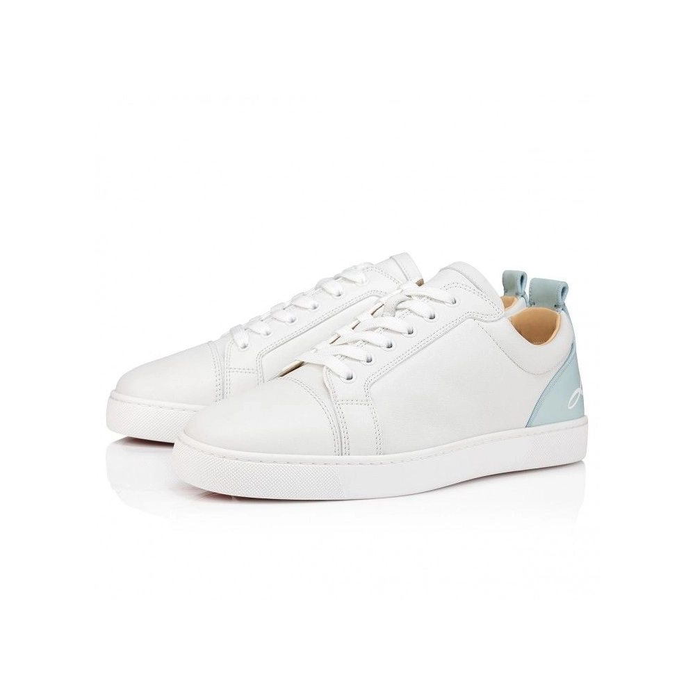 Replica Christian Louboutin Fun Louis Junior Sneakers Men Calf Leather White, Fake CL Shoes