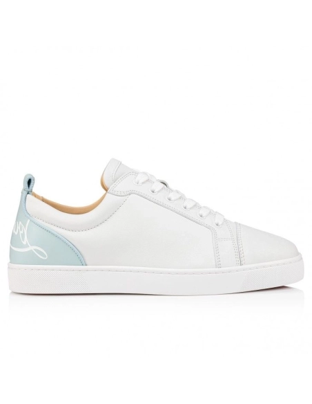 Replica Christian Louboutin Fun Louis Junior Sneakers Men Calf Leather White, Fake CL Shoes