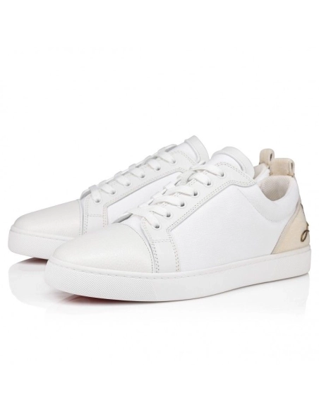 Discount Christian Louboutin Fun Louis Junior Sneakers Calf Leather And Olona Canva White Outlet Sale