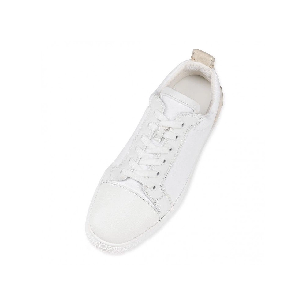 Discount Christian Louboutin Fun Louis Junior Sneakers Calf Leather And Olona Canva White Outlet Sale