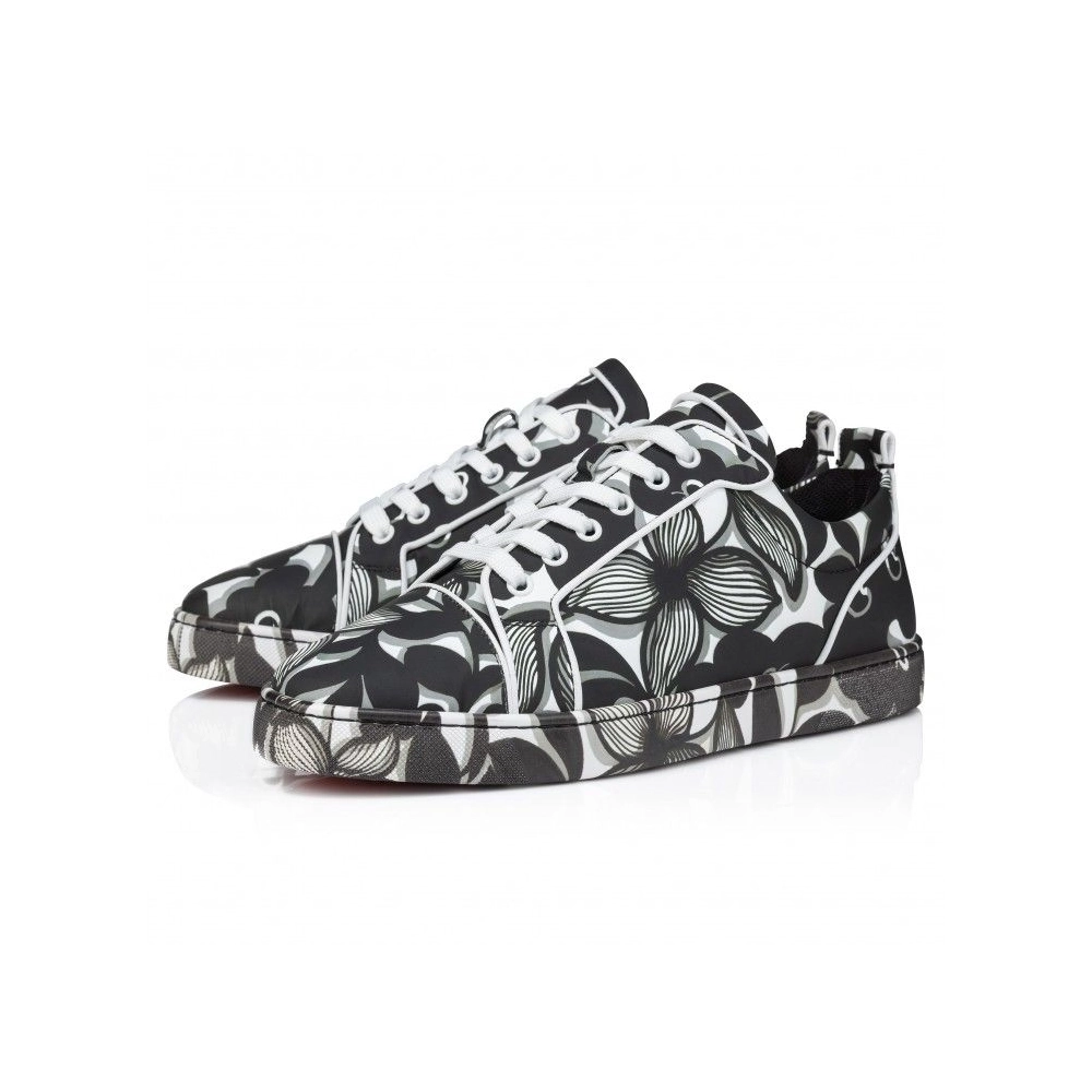 Fake Christian Louboutin Louis Junior Orlato Sneakers Petunia Printed Black, Replica Christian Louboutin Shoes