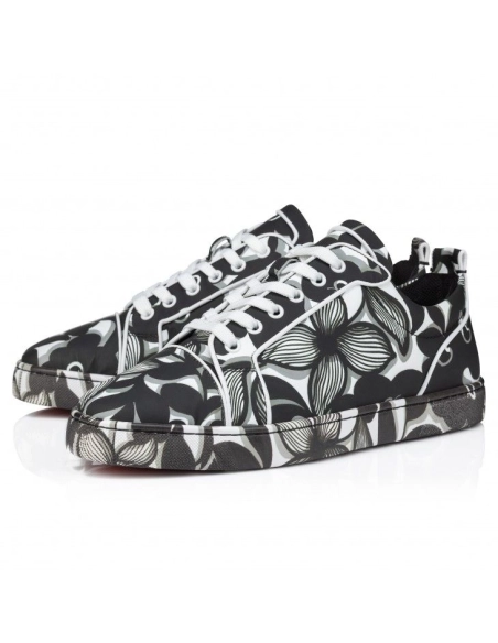 Fake Christian Louboutin Louis Junior Orlato Sneakers Petunia Printed Black, Replica Christian Louboutin Shoes