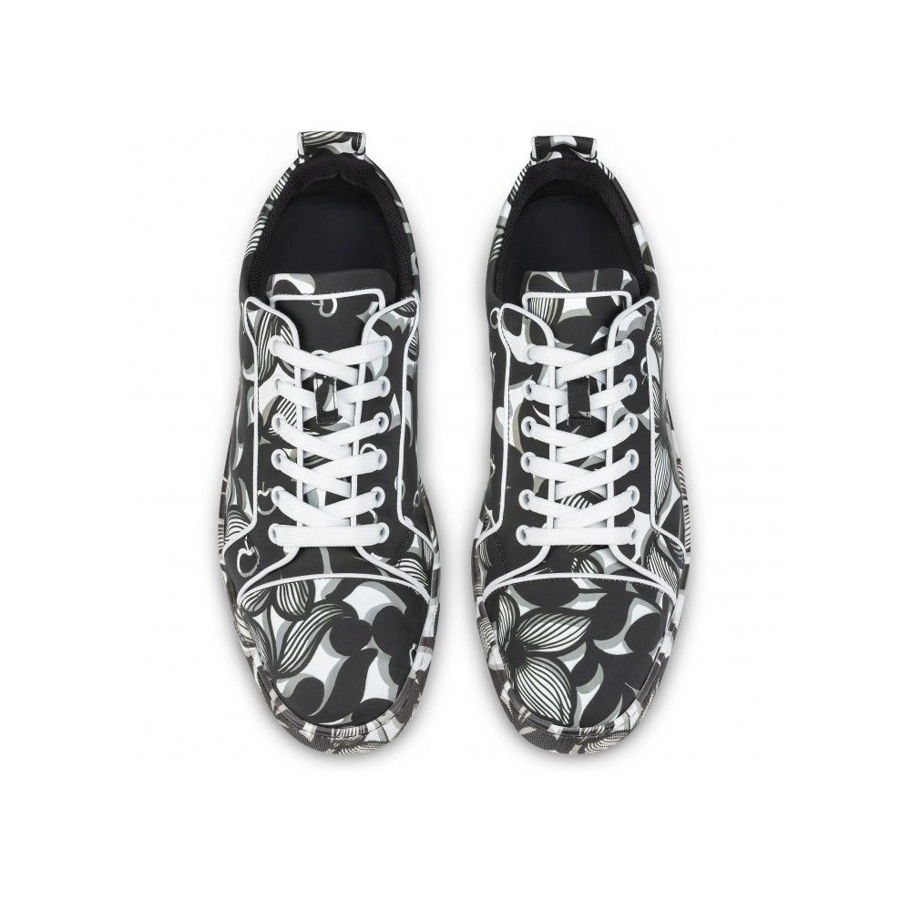 Fake Christian Louboutin Louis Junior Orlato Sneakers Petunia Printed Black, Replica Christian Louboutin Shoes