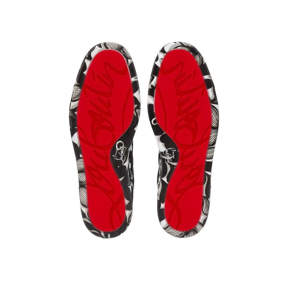 Fake Christian Louboutin Louis Junior Orlato Sneakers Petunia Printed Black, Replica Christian Louboutin Shoes