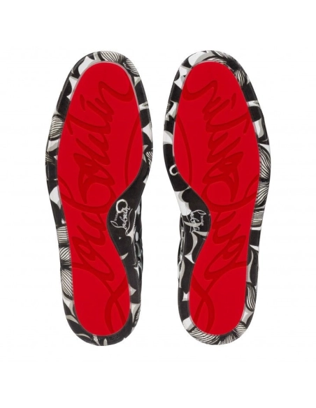 Fake Christian Louboutin Louis Junior Orlato Sneakers Petunia Printed Black, Replica Christian Louboutin Shoes
