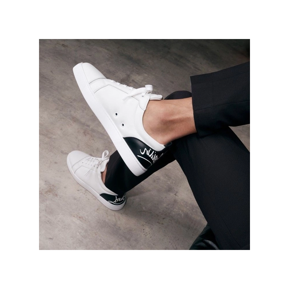 Discount Christian Louboutin Fun Louis Junior Sneakers Smooth Calf Leather White Outlet, Cheap CL Shoes Store