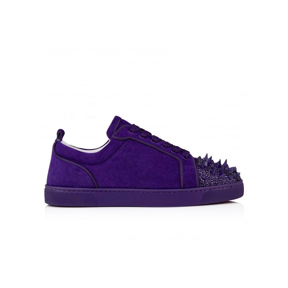 Fake Christian Louboutin Louis Junior P Pik Pik Strass Sneakers Nappa Leather Jacaranda, Knockoff CL Shoes