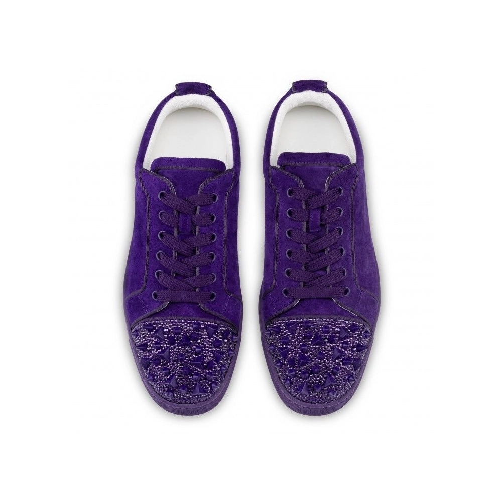 Fake Christian Louboutin Louis Junior P Pik Pik Strass Sneakers Nappa Leather Jacaranda, Knockoff CL Shoes