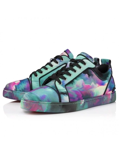 Discount Christian Louboutin Fun Louis Junior Sneakers Fabric Melancholia Print Multicolor, Cheap Christian Louboutin Shoes for 