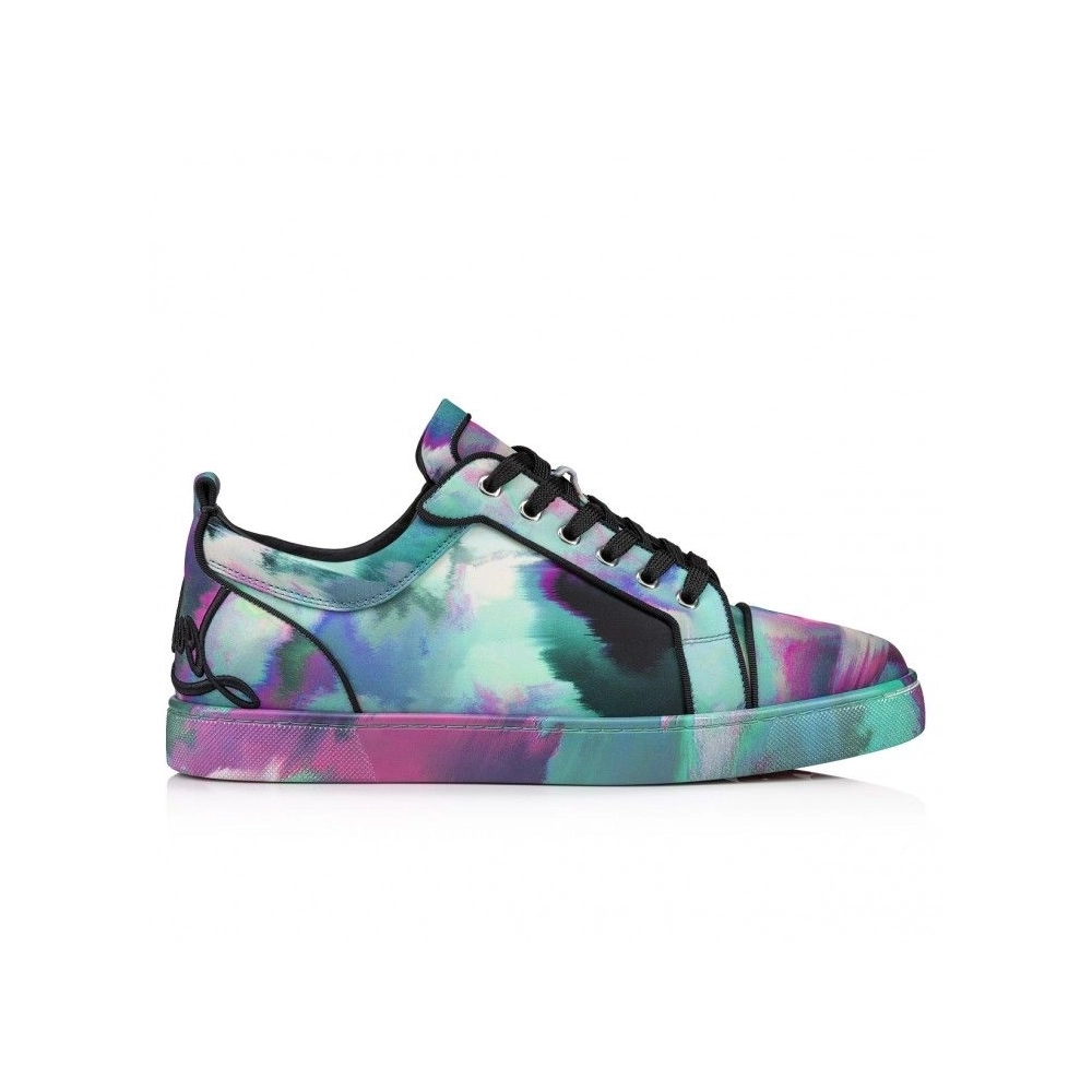 Discount Christian Louboutin Fun Louis Junior Sneakers Fabric Melancholia Print Multicolor, Cheap Christian Louboutin Shoes for 