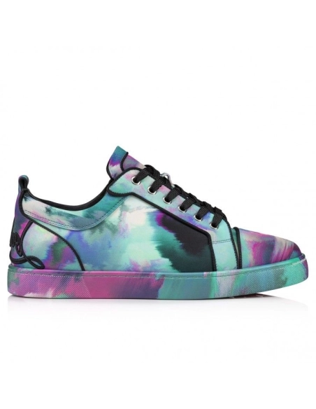 Discount Christian Louboutin Fun Louis Junior Sneakers Fabric Melancholia Print Multicolor, Cheap Christian Louboutin Shoes for 