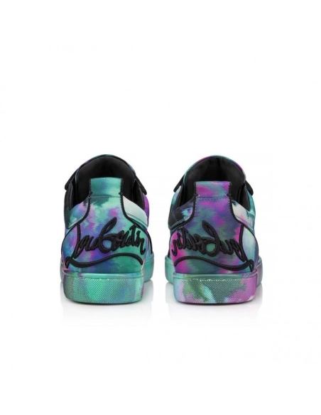 Discount Christian Louboutin Fun Louis Junior Sneakers Fabric Melancholia Print Multicolor, Cheap Christian Louboutin Shoes for 