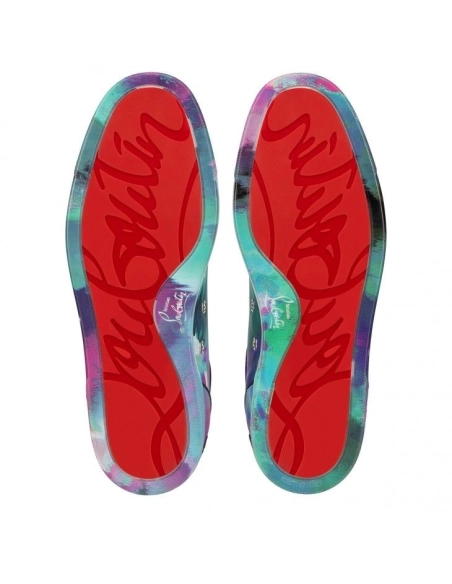 Discount Christian Louboutin Fun Louis Junior Sneakers Fabric Melancholia Print Multicolor, Cheap Christian Louboutin Shoes for 