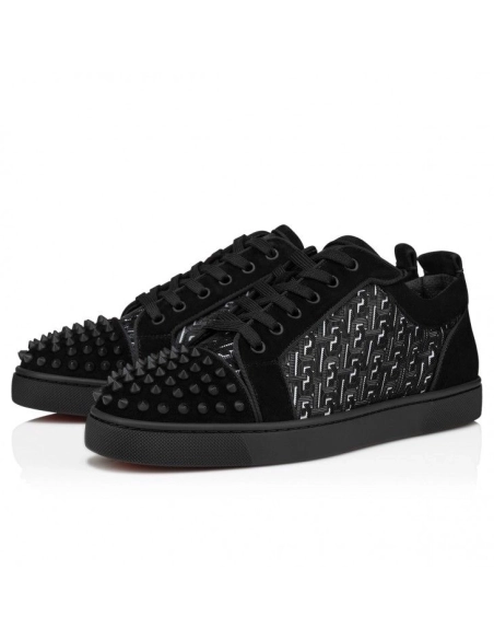 Cheap Christian Louboutin Louis Junior Spikes Sneakers Suede Black,  Discount Christian Louboutin Shoes for Sale