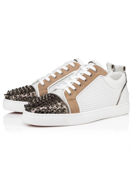 Fake Christian Louboutin Louis Junior Spikes Sneakers Calf Leather Multicolor, Replica Christian Louboutin Shoes