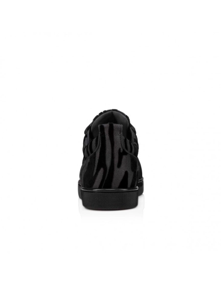 Fake Christian Louboutin Louis Junior Sneakers Velvet Quagga Black, eplica Christian Louboutin Shoes