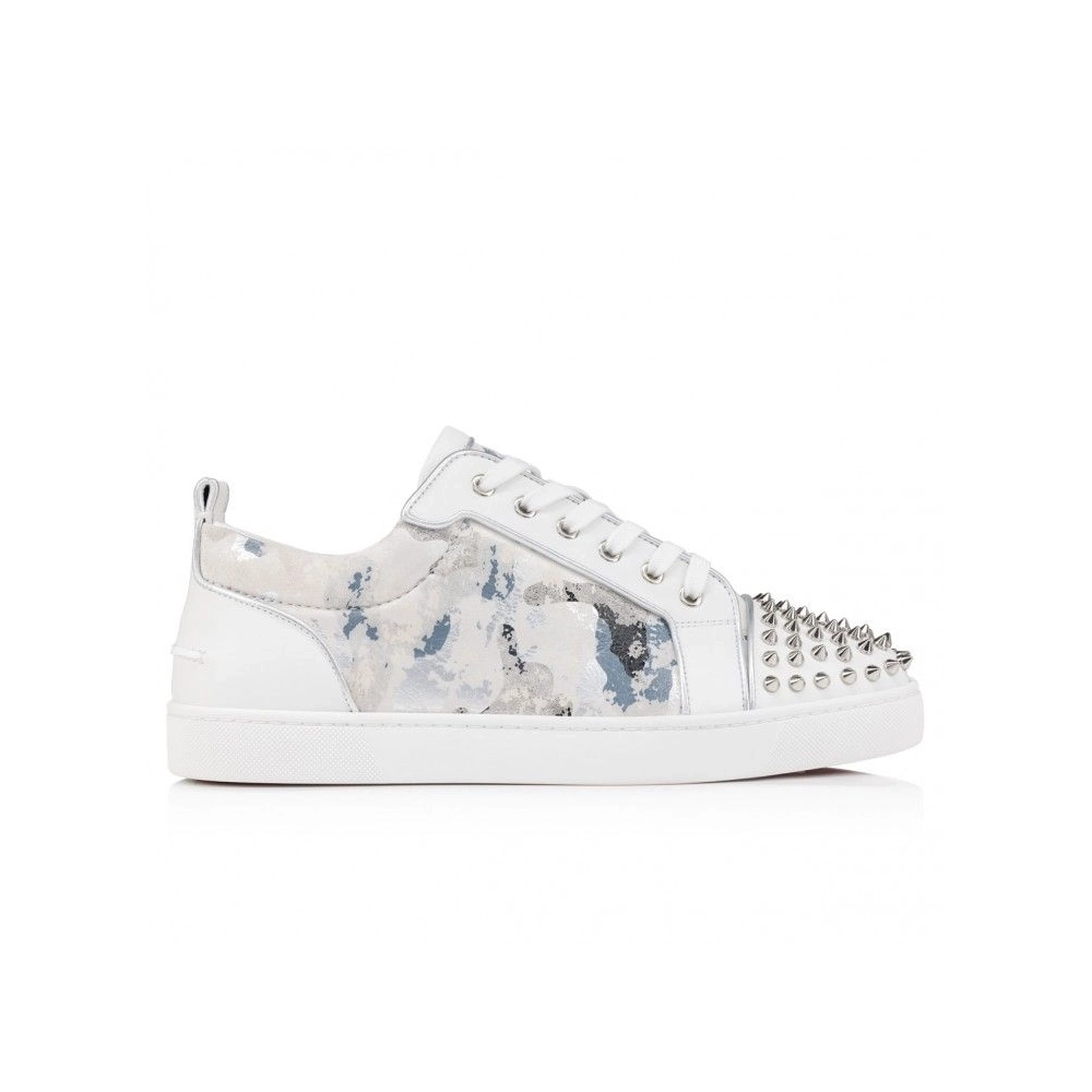 Cheap Christian Louboutin Louis Junior Spikes Sneakers Calf Leather Spikes White, Discount Christian Louboutin Shoes for Sale