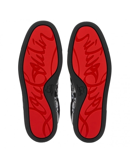 Replica Christian Louboutin Louis Junior Spikes Sneakers Calf Leather Black, Knockoff Christian Louboutin Shoes