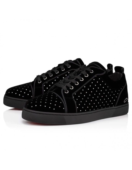 Knockoff Christian Louboutin Fun Louis Junior Plum Strass Sneakers Black, Fake Christian Louboutin Shoes